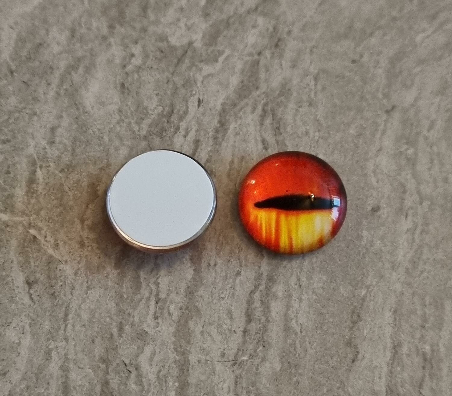 2 st drakögon kattögon i glas, glasinfattningar, cabochoner (12 mm)