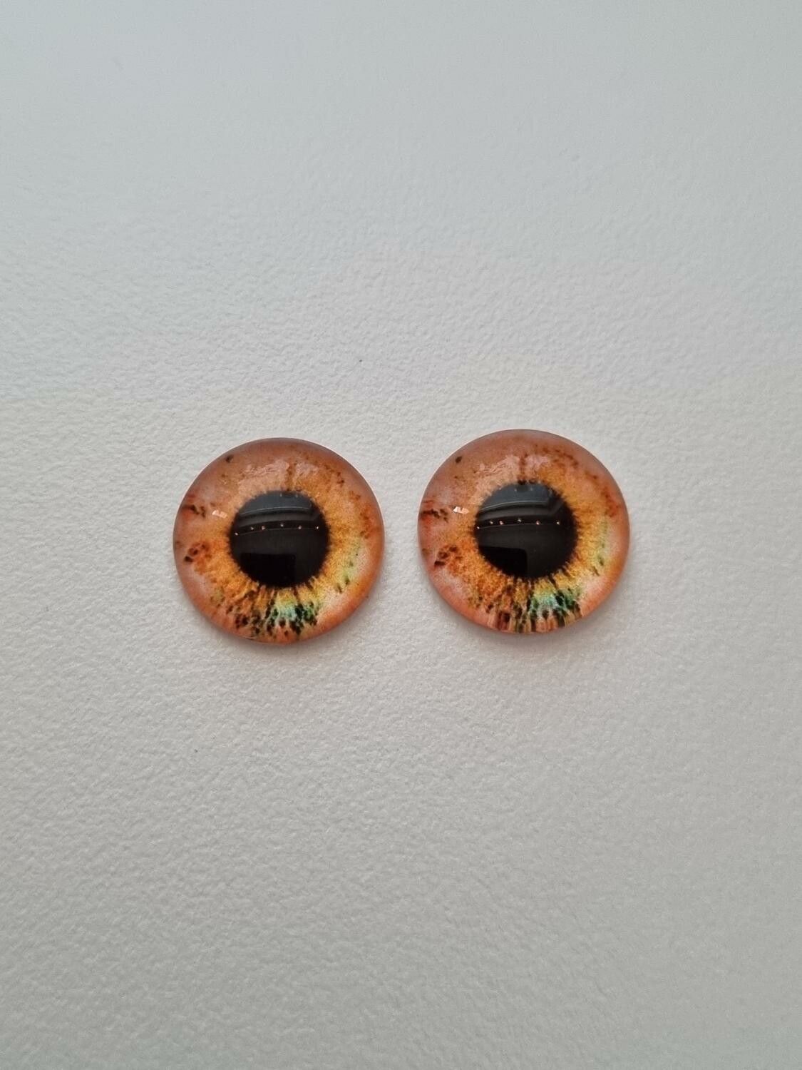 2 st drakögon kattögon i glas, glasinfattningar, cabochoner (12 mm)