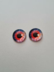 2 st drakögon kattögon i glas, glasinfattningar, cabochoner (12 mm)