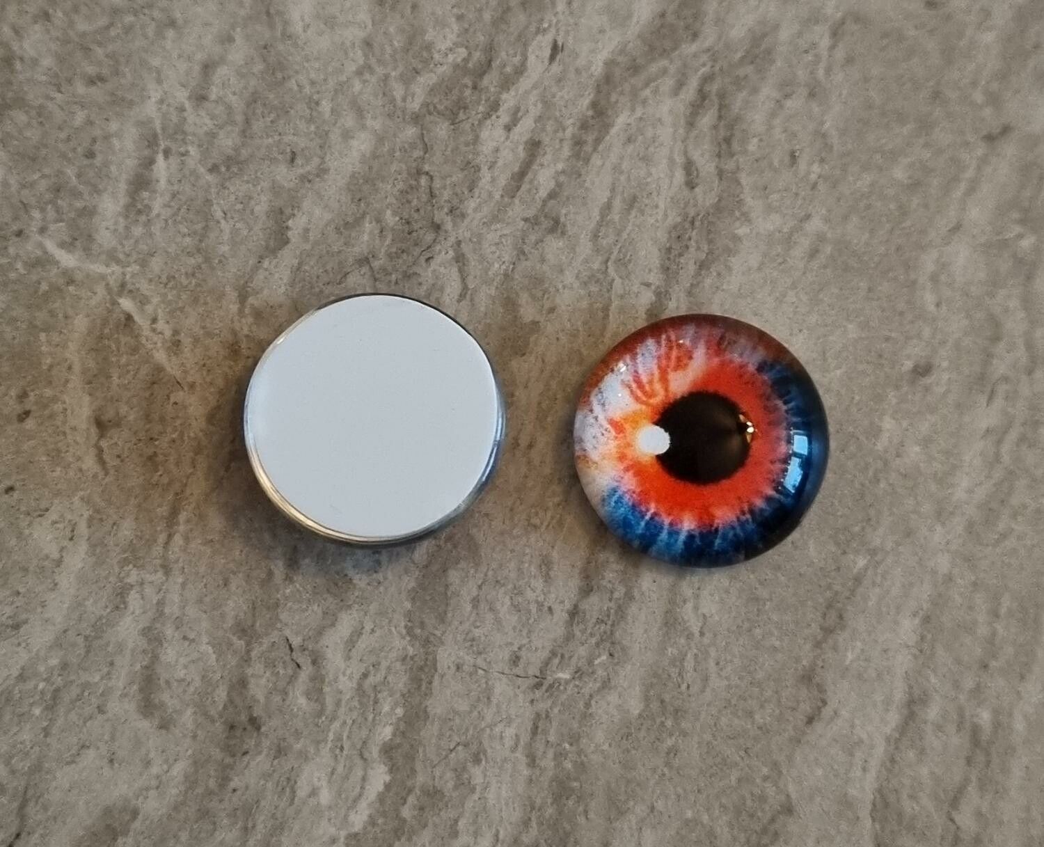 2 st drakögon kattögon i glas, glasinfattningar, cabochoner (12 mm)