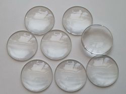 1 stor transparent cabochon i glas, glasinfattning (35 mm)