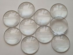 2 st transparenta cabochoner i glas, glasinfattningar (30 mm)