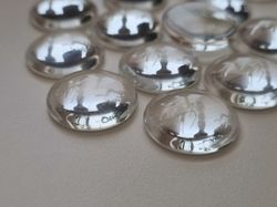 5 st transparenta cabochoner i glas, glasinfattningar (20 mm)
