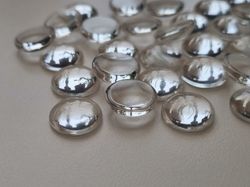 10 st transparenta cabochoner i glas, glasinfattningar (12 mm)