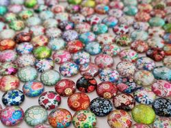 Flatbacks / Cabochoner i glas Blommor (10 st)