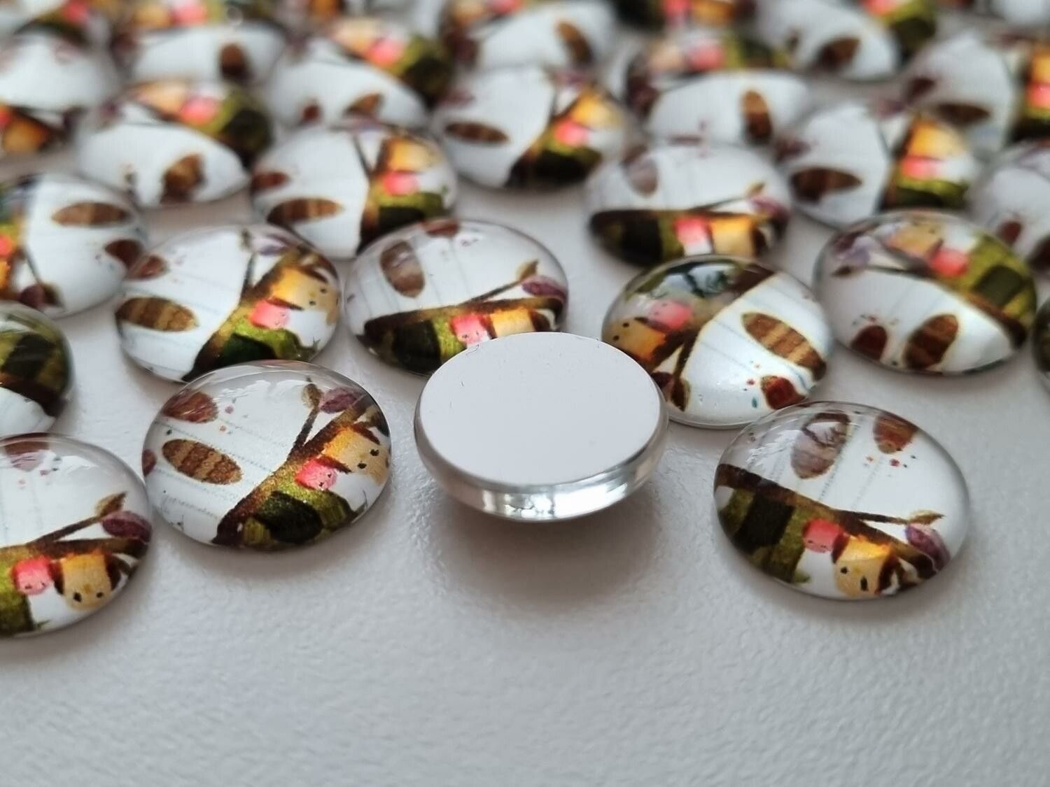 Flatbacks / cabochoner i glas Ugglor. Flatbacks uggla (10 st)
