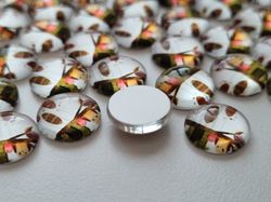 Flatbacks / cabochoner i glas Ugglor. Flatbacks uggla (10 st)