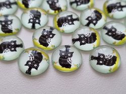 Flatbacks / Cabochon i glas Ugglor. Flatbacks uggla (10 st)