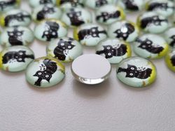 Flatbacks / Cabochon i glas Ugglor. Flatbacks uggla (10 st)