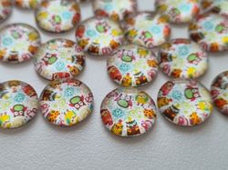 Flatbacks / cabochoner i glas Ugglor. Flatbacks uggla (10 st)