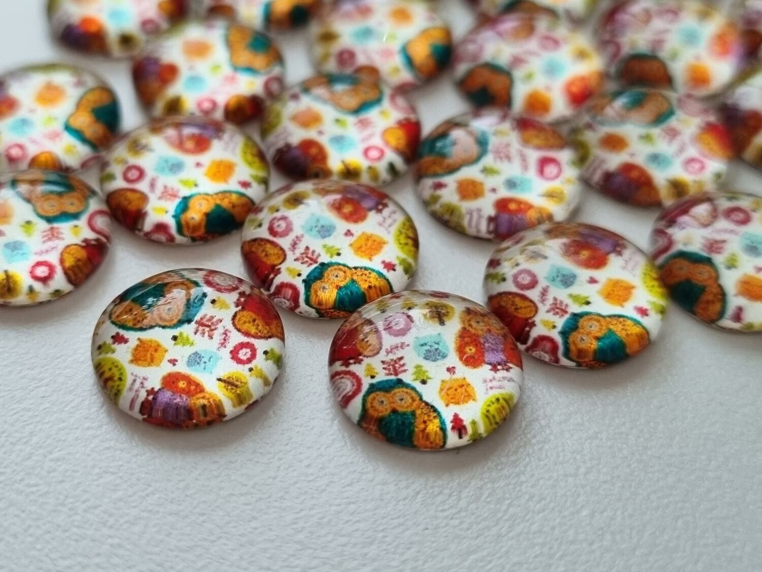 Flatbacks / cabochon i glas Ugglor. Flatbacks uggla (10 st)