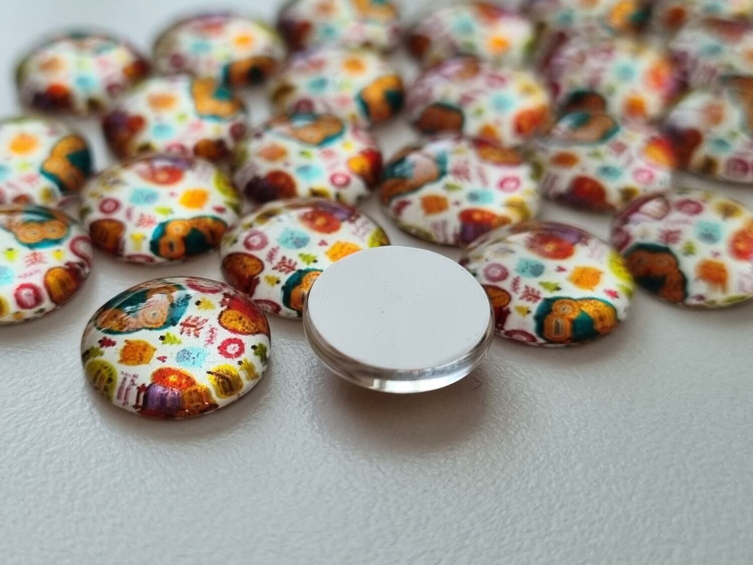 Flatbacks / cabochon i glas Ugglor. Flatbacks uggla (10 st)