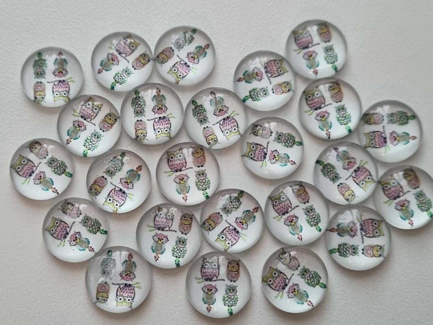 Flatbacks / cabochoner i glas Ugglor. Flatbacks uggla (10 st)