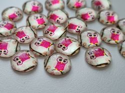 Flatbacks / cabochon i glas Ugglor. Flatbacks uggla (10 st)
