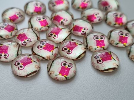 Flatbacks / cabochon i glas Ugglor. Flatbacks uggla (10 st)