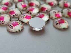 Flatbacks / cabochon i glas Ugglor. Flatbacks uggla (10 st)