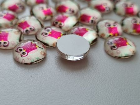 Flatbacks / cabochon i glas Ugglor. Flatbacks uggla (10 st)