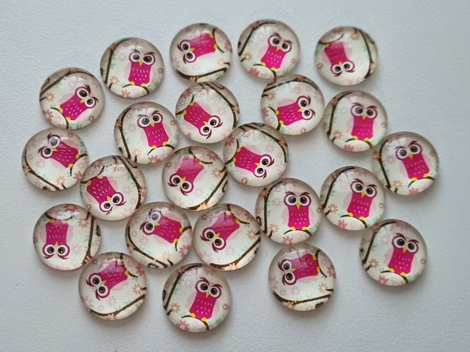 Flatbacks / cabochon i glas Ugglor. Flatbacks uggla (10 st)