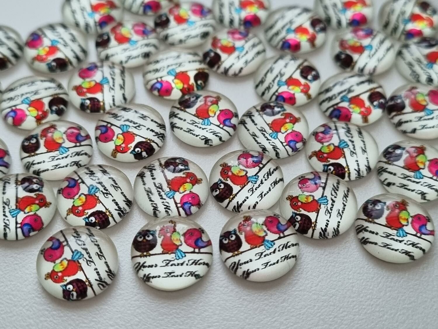 Flatbacks / cabochoner i glas Ugglor. Flatbacks uggla (10 st)