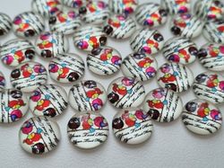 Flatbacks / cabochoner i glas Ugglor. Flatbacks uggla (10 st)