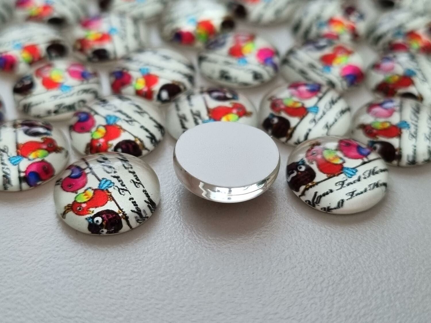 Flatbacks / cabochoner i glas Ugglor. Flatbacks uggla (10 st)