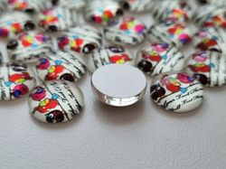 Flatbacks / cabochoner i glas Ugglor. Flatbacks uggla (10 st)