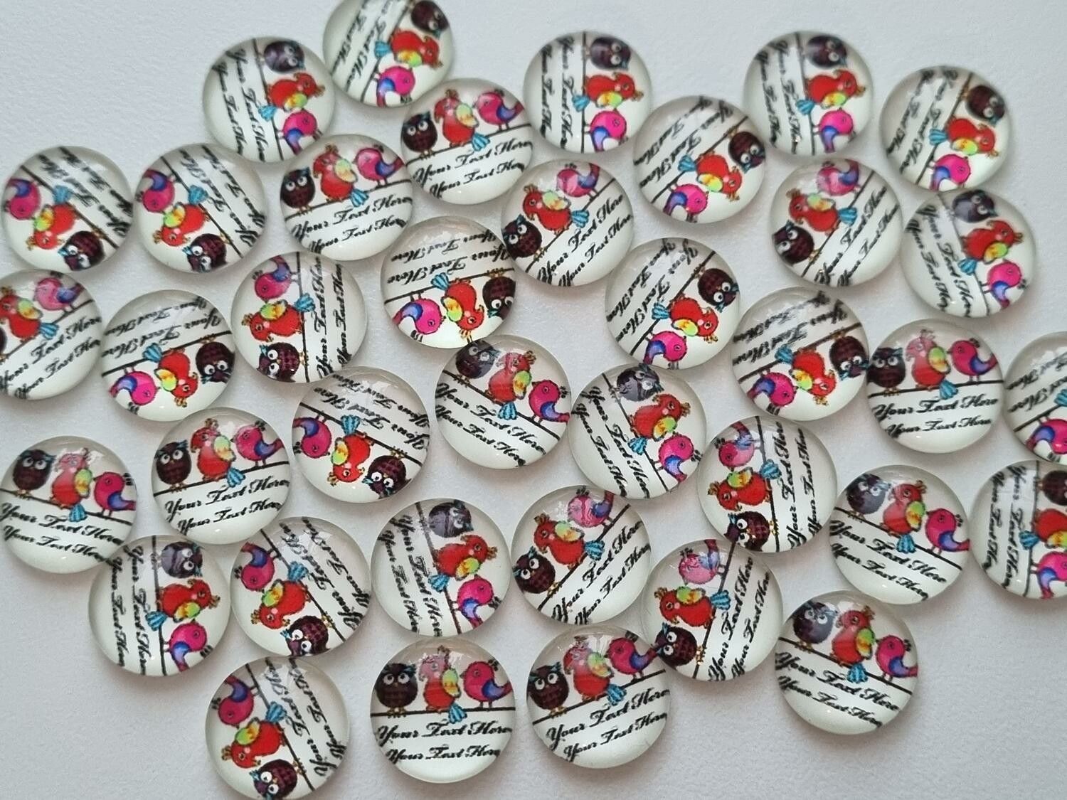 Flatbacks / cabochoner i glas Ugglor. Flatbacks uggla (10 st)