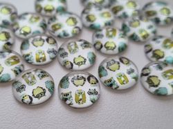 Flatbacks / cabochoner i glas Ugglor. Flatbacks uggla (10 st)