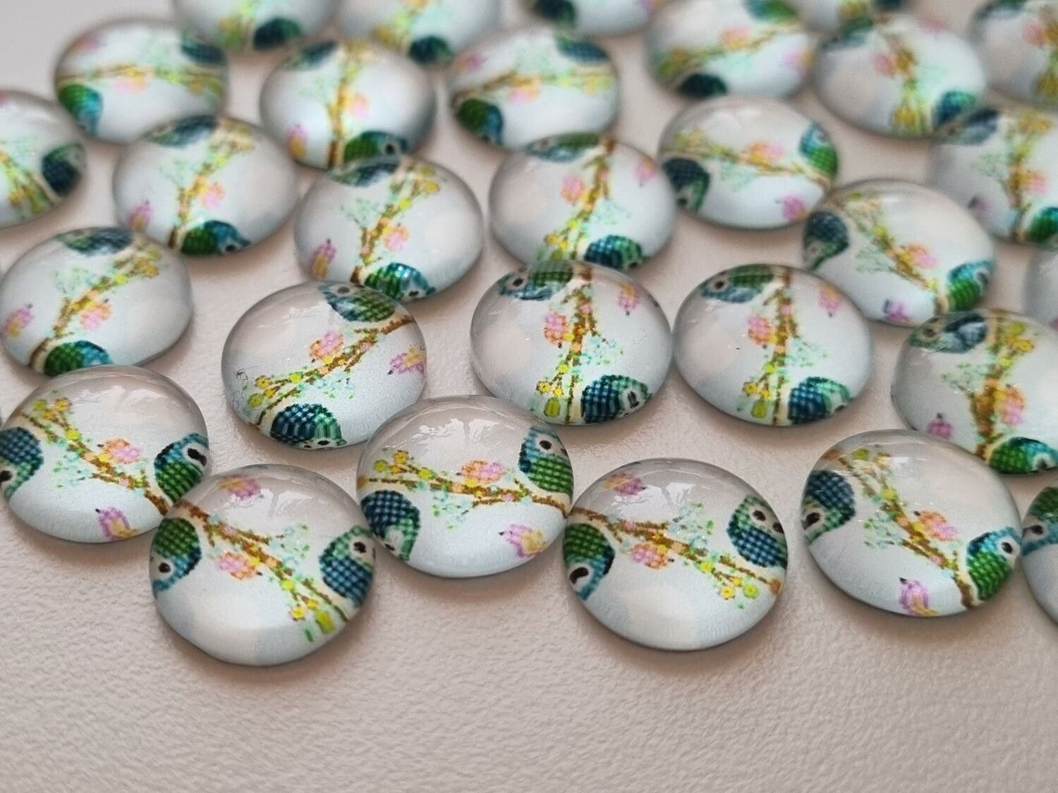 Flatbacks / cabochon i glas Ugglor. Flatbacks uggla (10 st)