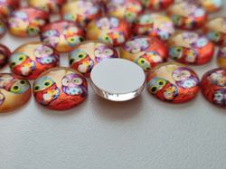 Flatbacks / cabochoner i glas Ugglor. Flatbacks uggla (10 st)