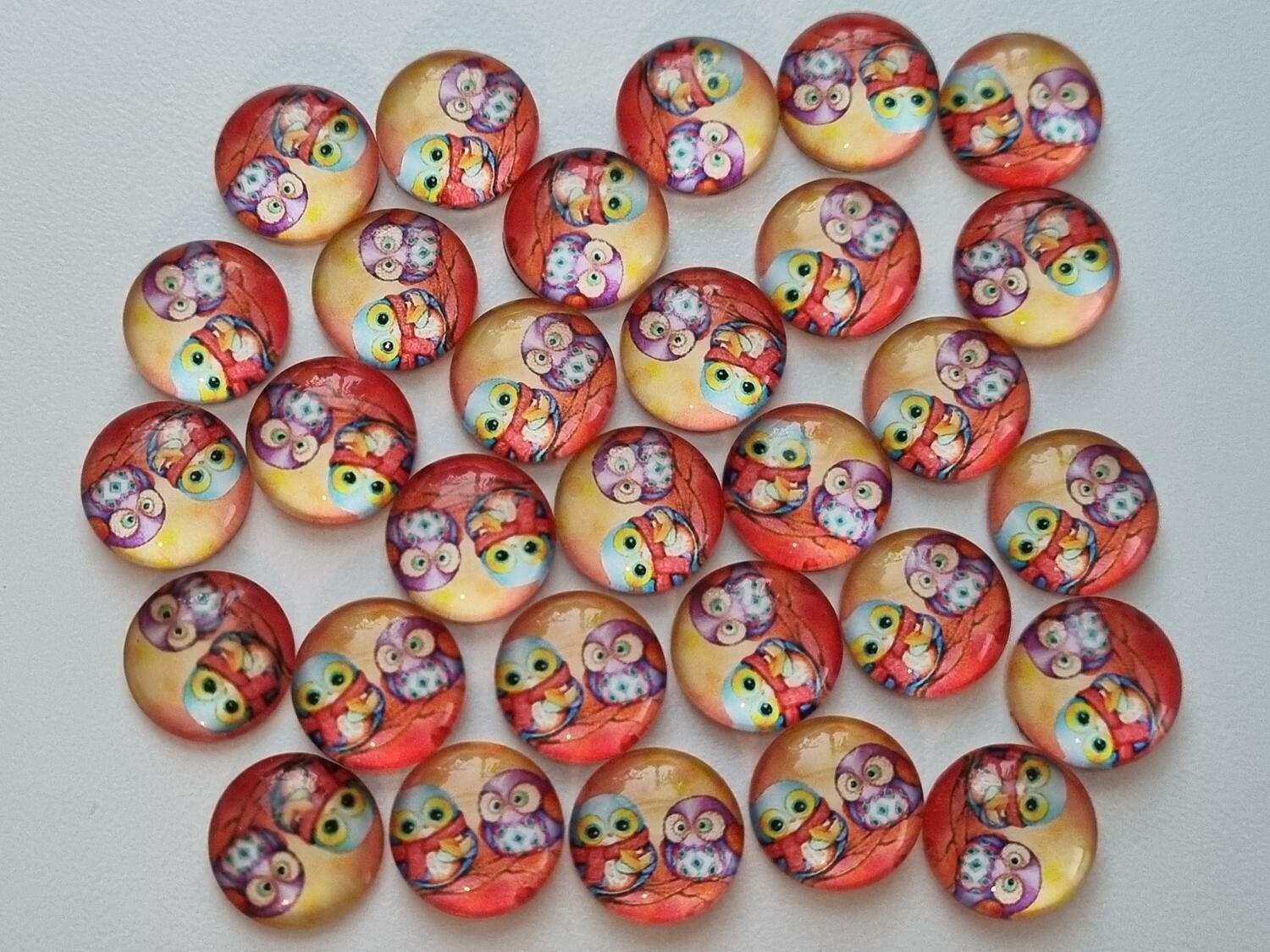 Flatbacks / cabochoner i glas Ugglor. Flatbacks uggla (10 st)