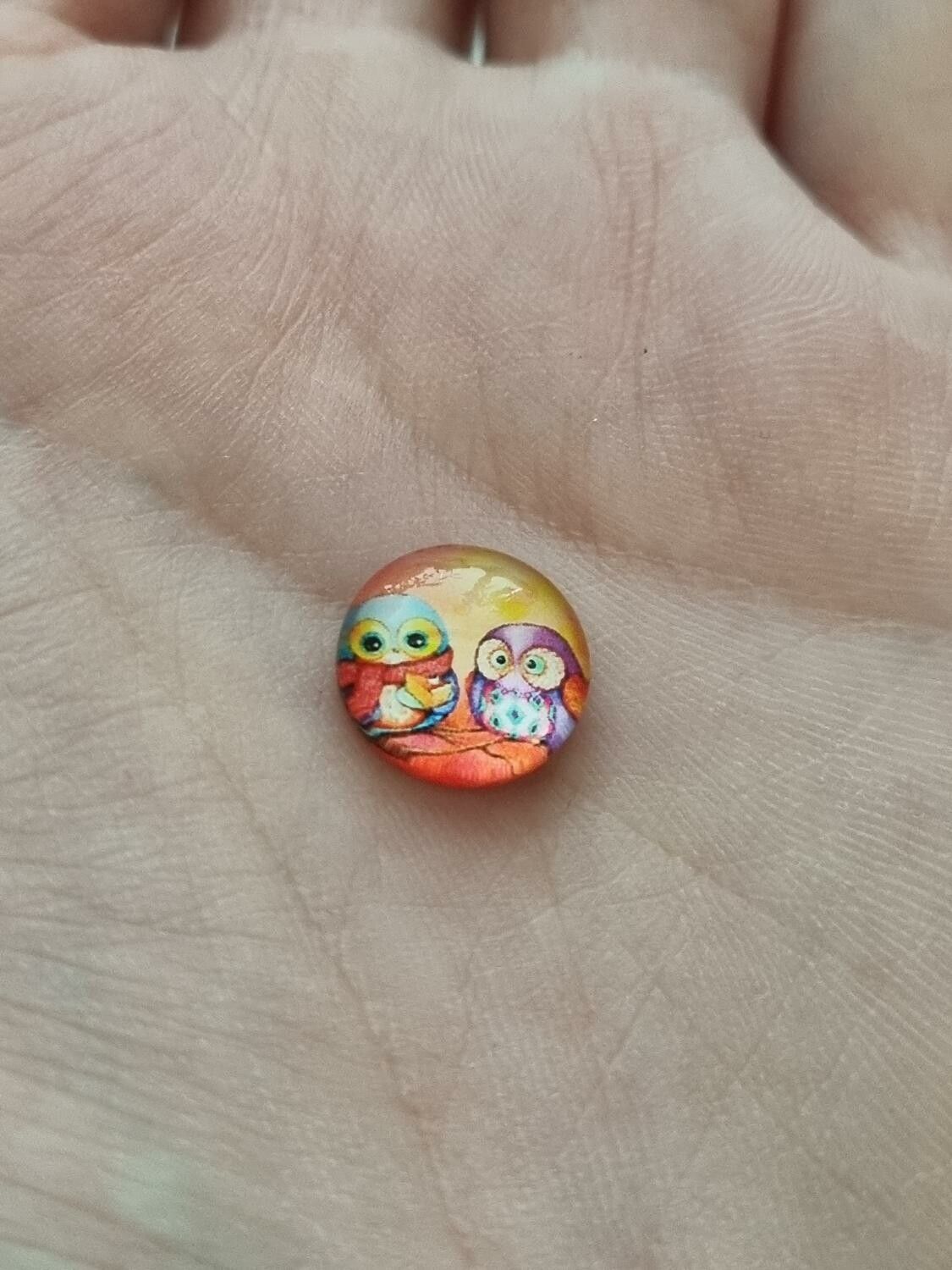 Flatbacks / cabochoner i glas Ugglor. Flatbacks uggla (10 st)