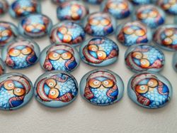 Flatbacks / cabochoner i glas Ugglor. Flatbacks uggla (10 st)
