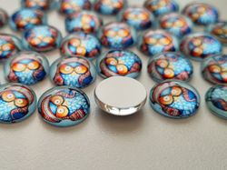 Flatbacks / cabochoner i glas Ugglor. Flatbacks uggla (10 st)