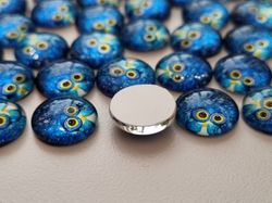 Flatbacks / cabochoner i glas Ugglor. Flatbacks uggla (10 st)