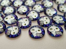 Flatbacks / cabochoner i glas Ugglor. Flatbacks uggla (10 st)