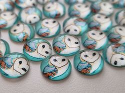 Flatbacks / cabochoner i glas Ugglor. Flatbacks uggla (10 st)