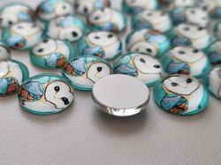 Flatbacks / cabochoner i glas Ugglor. Flatbacks uggla (10 st)