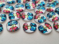 Flatbacks / cabochoner i glas Ugglor. Flatbacks uggla (10 st)