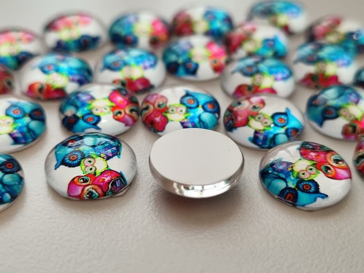 Flatbacks / cabochoner i glas Ugglor. Flatbacks uggla (10 st)