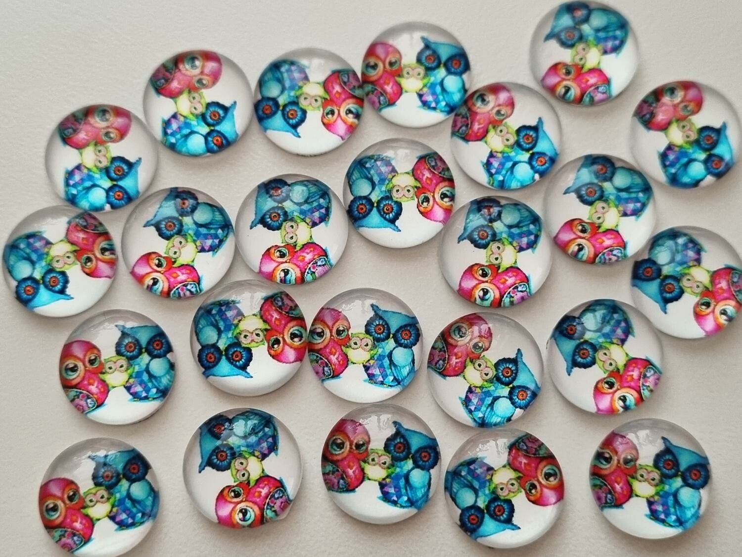 Flatbacks / cabochoner i glas Ugglor. Flatbacks uggla (10 st)