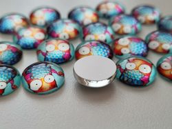 Flatbacks / cabochoner i glas Ugglor. Flatbacks uggla (10 st)
