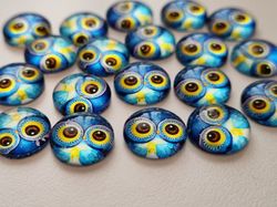 Flatbacks / cabochoner i glas Ugglor. Flatbacks uggla (10 st)