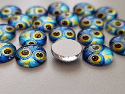 Flatbacks / cabochoner i glas Ugglor. Flatbacks uggla (10 st)