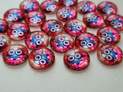 Flatbacks / cabochoner i glas Ugglor. Flatbacks uggla (10 st)