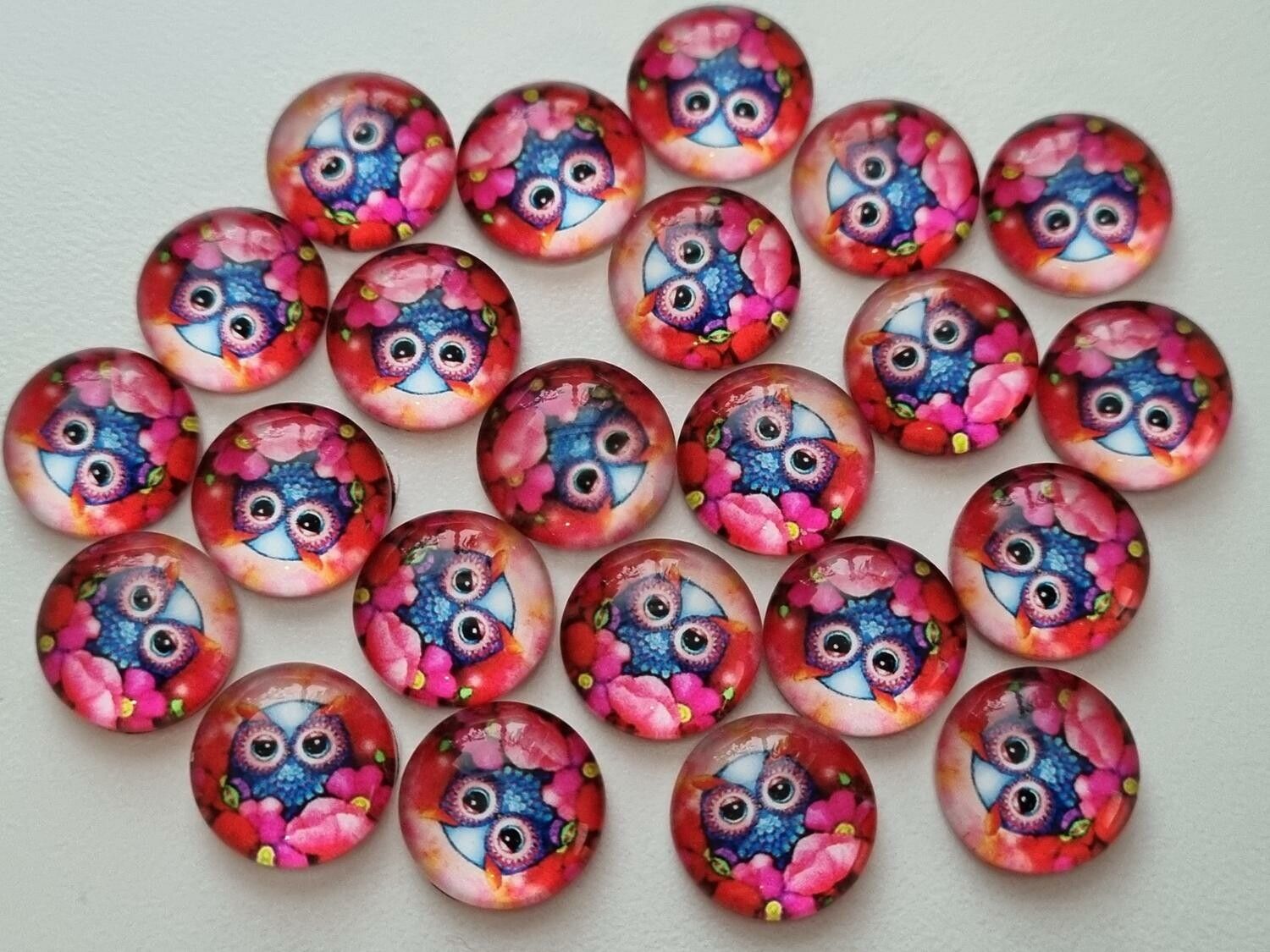 Flatbacks / cabochoner i glas Ugglor. Flatbacks uggla (10 st)