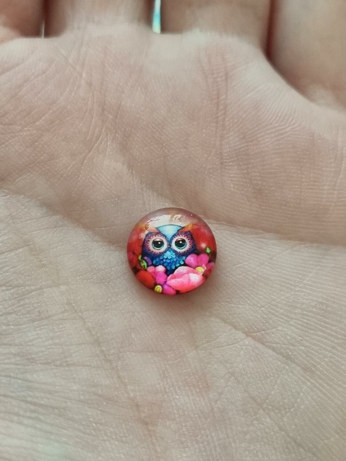 Flatbacks / cabochoner i glas Ugglor. Flatbacks uggla (10 st)