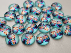 Flatbacks / cabochoner i glas Ugglor. Flatbacks uggla (10 st)