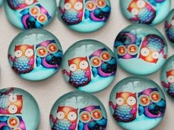 Flatbacks / cabochoner i glas Ugglor. Flatbacks uggla (10 st)