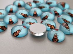 Flatbacks / cabochoner i glas Ugglor. Flatbacks uggla (10 st)